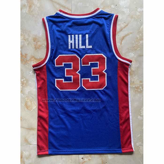Maglia Detroit Pistons Grant Hill No 33 Mitchell & Ness 1995-96 Blu